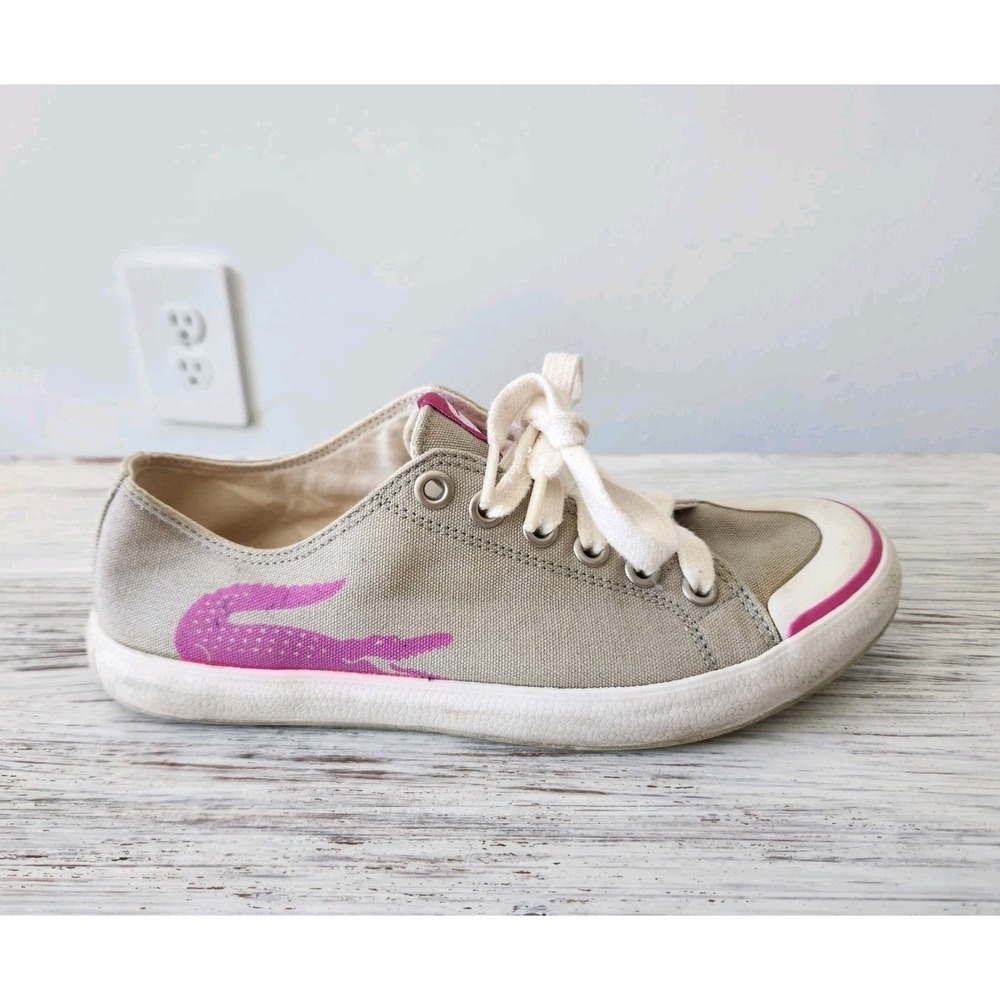 LACOSTE Women's Sneakers Canvas Shoes Gray Size 8